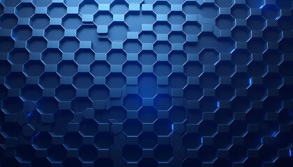Wall Mural - random shifted black honeycomb hexagon geometrical pattern background with blue glow, minimal futuri