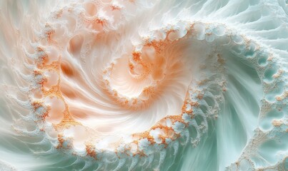 Wall Mural - A spiral of white and orange swirls