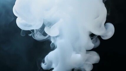 Wall Mural - Realistic dry ice smoke billows floats abstract display white fog dark background creating mesmerizing visual effect slow motion cinematic use 4K quality sky cloud blue nature black air water ather