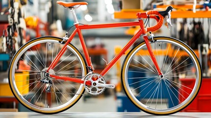Poster - Automated assembly line efficiently manufacturing lightweight aluminum bicycle frames in an industrial factory setting  High tech equipment and machinery used in the production process