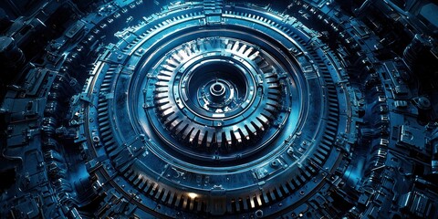 Aufkleber - Close-up of a Blue Metallic Gear System