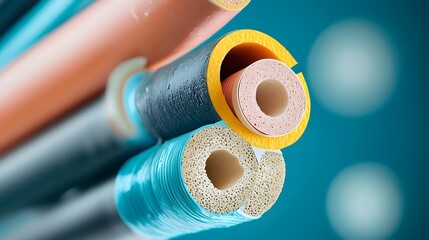 Leinwandbilder - Closeup cross section view of a PVC pipe showcasing the layered structure and internal details of this common industrial and plumbing material  The image highlights the transparent