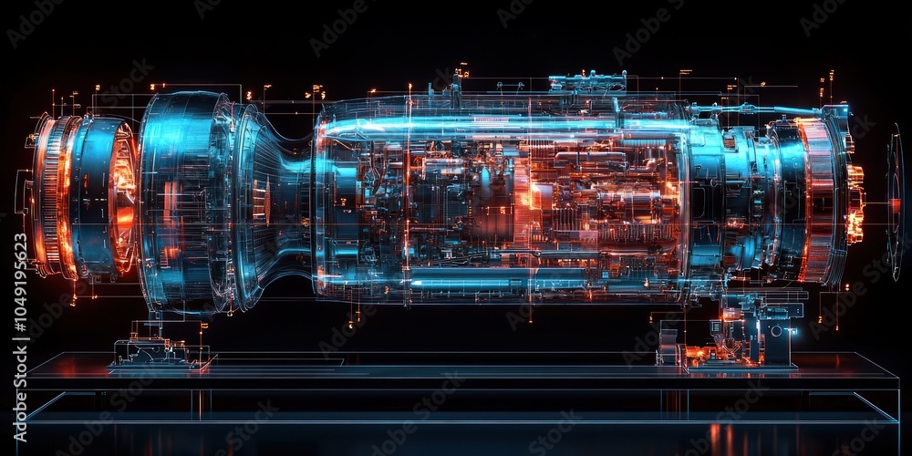 Transparent X-Ray View of a Jet Engine on a Platform の Stock イラスト ...