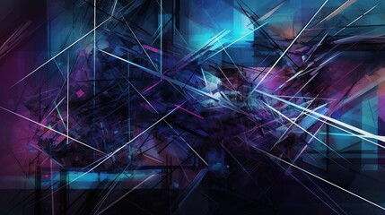 Wall Mural - abstract background artwork with combination of metallic silver, cool blues, and electric purples to