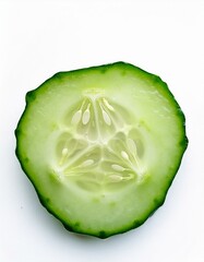 Wall Mural - A slice of cucumber on white