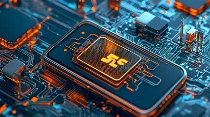 Fototapete - Conceptual 3D of a graphene antenna structure improving signal strength and performance for 5G wireless communication networks and digital technology infrastructure