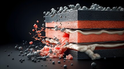 Leinwandbilder - A striking 3D showcasing the intricate molecular structure of peeled and stacked graphene layers a remarkable material with unique scientific and technological applications