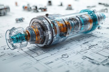 Aufkleber - Transparent Mechanical Gear System with Exposed Internal Components