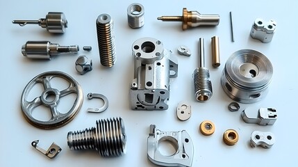 Leinwandbilder - High precision CNC machining of aluminum sheets into intricate industrial parts and components for advanced manufacturing and engineering processes