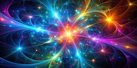 A vibrant abstract neon fractal wallpaper showcasing the beauty of space