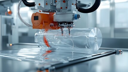 Aufkleber - Robotic automation system packaging thin metal sheets with protective layering for secure storage and transportation in a manufacturing or industrial setting