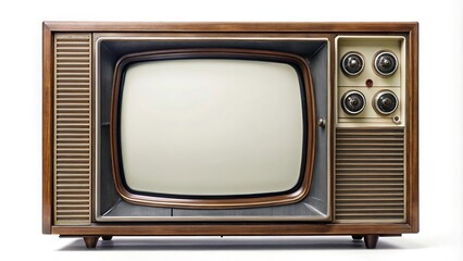 Aerial vintage retro television isolated on plain white background