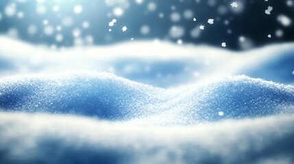 Poster - Tranquil Winter Scene with Soft Snowdrifts and Glimmering Snowflakes in Serene Setting : Generative AI