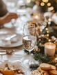 © Generative AI - Elegant Christmas Table Setting with Champagne Glass and Festive Decor for Holiday Dining : Generative AI