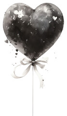 Wall Mural - PNG Black coquette heart balloon illustration watercolor romantic.