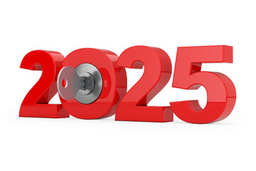 Aufkleber - New 2025 Year Sign with Key. 3d Rendering