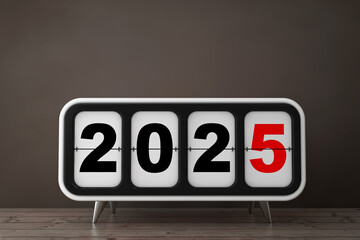 Aufkleber - Retro Flip Clock with 2025 New Year Sign. 3d Rendering