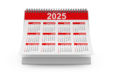 Fototapete - 2025 Year Desktop Calendar. 3d Rendering