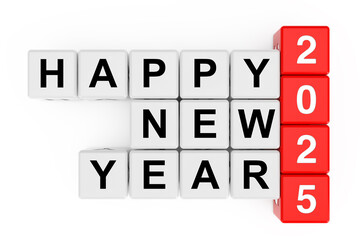 Aufkleber - New 2025 Year concept. Happy New Year 2025 Sign as Crossword Blocks. 3d Rendering