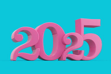Poster - 2025 New Year Pink Sign in Duotone Style. 3d Rendering