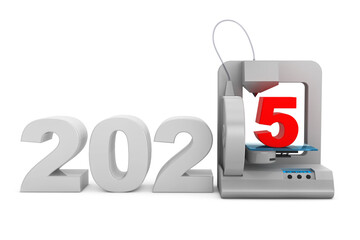 Aufkleber - Modern Home 3d printer print New 2025 Year Sign. 3d Rendering