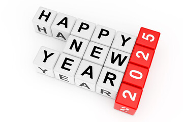 Aufkleber - New 2025 Year concept. Happy New Year 2025 Sign as Crossword Blocks. 3d Rendering