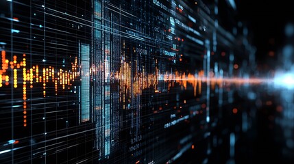 Poster - Futuristic digital soundwave pattern representing technology and modern communication : Generative AI