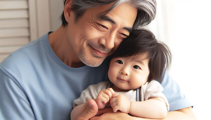 A loving parent holds their smiling child, showcasing the joy of family and togetherness in a warm moment