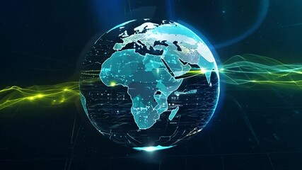 Wall Mural - earth digital global concept futuristic communications technology business map computer datum cybers