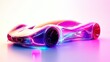 © Thirawat - A futuristic car with smooth, flowing lines and neon accents, resting on a white background, symbolizing the next step in automotive innovation and design
