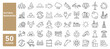 © M Design - Set of 50 line icons related to natural resources, energy, water, gas, oil, petrol, gold, wind, electric, Editable stroke. Vector illustration