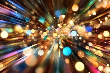 Poster - Dynamic Burst of Vivid Light Streaks and Bokeh Abstract Background Design : Generative AI