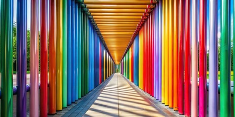 rainbow colored metal tunnel