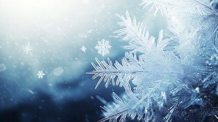 Aufkleber - Intricate Crystal Snowflakes Pattern with a Deep Winter Blue Hue : Generative AI