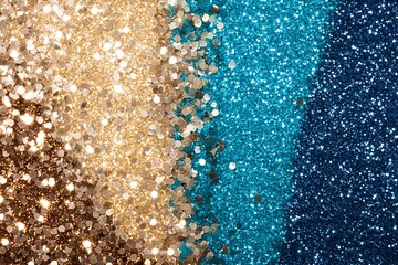 Poster - Blue and Gold Glitter Background for Festive and Celebration Themes : Generative AI