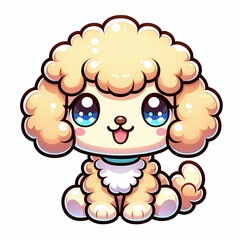 Kawaii goldendoodle puppy cartoon illustration vector on white background