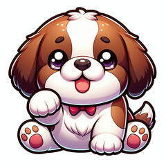 Kawaii cartoon saint bernard puppy illustration in vector style on white background