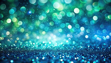 sparkling blue green bokeh light effect panoramic