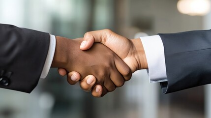 a close-up of a handshake between two businesspeople, signifying a warm introduction