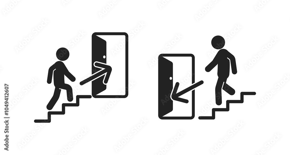 Bundle sign label sticker direction up and down stairs with arrow ...
