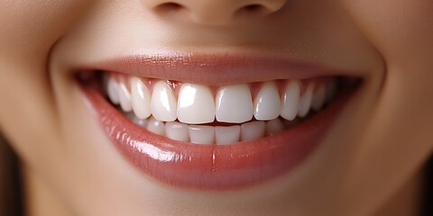 Close Up of smiling mouth with shiny white teeth