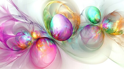 Wall Mural - abstract design with glowing eggs, swirling flowers, and vibrant spring colors, perfect for easter, 