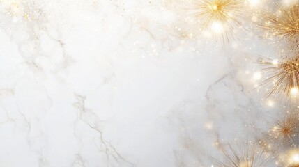 Wall Mural - abstract new year background with glowing fireworks and shimmering lights in gold and silver, isolat