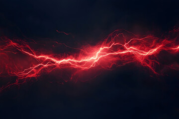 Wall Mural - red electric bolt lightning striking on dark background for wallpaper, backdrop and cover design