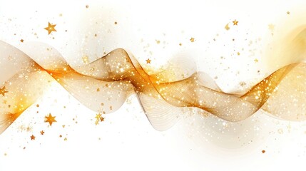 Wall Mural - sparkling new year abstract with golden fireworks and swirling stars, isolated on white