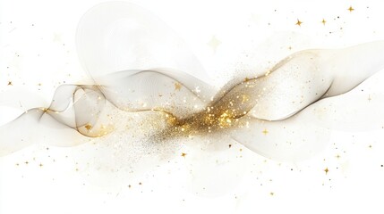 Wall Mural - sparkling new year abstract with golden fireworks and swirling stars, isolated on white
