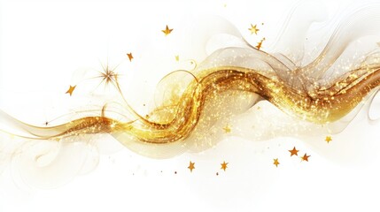 Wall Mural - sparkling new year abstract with golden fireworks and swirling stars, isolated on white