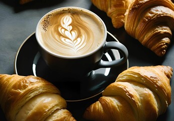 Morning coffee and croissants