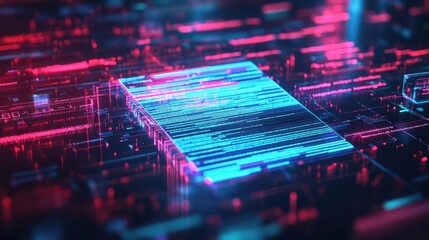 Aufkleber - AI document analysis, neonlit futuristic interface, data extraction holograms, sleek design