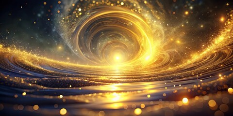 Wall Mural - a celestial vortex of shimmering gold dust and ethereal light, a cosmic portal revealing a breathtak